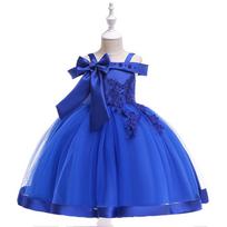 Girls' Beaded Flower One-Shoulder Spaghetti Strap Evening Princess Dress 140 cm black