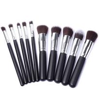 10 vnt Makiažo šepetėlių rinkinys Minkštas sintetinis plaukų kosmetikos pudra sumaišomas skaistalai Lady Beauty makiažo įrankiai rožinė