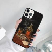 Cigar Whiskey Ice Drink Phone Case Cover For iPhone 17 Air 15 Pro MAX 16 Plus 14 12 11 13 coque iPhone 12or12pro black