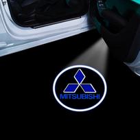 czbhmr1 2Pcs Car LED Courtesy Light Ghost Shadow Projector Emblem Lamp Caps For Mitsubishi lancer asx outlander pajero l200 galant black