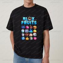 Game Blox Fruits Trend Y2K Harajuku Short-Sleeved Men's and Women's Universal Shirt Pattern La XL black