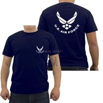 Laisvalaikio vyriški JAV. Oro pajėgos USAF Mažas priekyje Didelis gale logotipas Marškinėliai Šaunūs marškinėliai Viršutiniai drabužiai Streetwear XXXXL blue