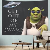 New Get Out of My Swamp Tapestry Shrek Pink Tapestries Funny Meme Tapestries Wall Hanging Hanging Tarot Dorm Home Dorm Tapestry 74x94cm(29x37in) white