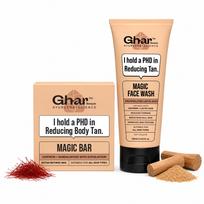 Ghar Soaps Magiška veido prausykla nuo įdegio ir Sandalmedžio Szafrano vonios muilas | Su sandalmedžiu, šafranu ir gliutationu | Sumažina įdegį, skaistina & suteikia odai spindesio