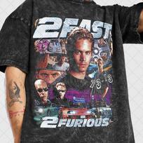 Vintažinio stiliaus 2 Fast 2 Furious skalbinti marškinėliai ir vaikams skirti marškinėliai: Paul Walker filmo marškinėliai 120 gray