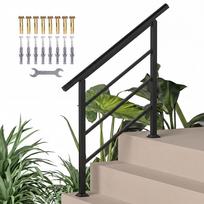 Lauko turėklas laiptams, 0 laipsnių - 45 laipsnių reguliuojamas kaltinio geležies lauko turėklas, tinka 1–3 pakopų laiptų turėklui 95 x 5 x 98 cm juoda