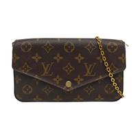 [Naudotas] Felicie Pochette Classic Monogram dengtas drobės ir odos trijų viename rankinė su grandinėle - Geros būklės #1W4LF67 ONE SIZE black