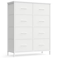 SONGMICS komoda miegamajam, stalčių spintelė, plienas, MDF, 8 neaustinio audinio stalčiai, laikymo organizavimo vienetas, spinta, prieškambaris balta