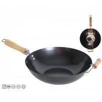 Keptuvė WOK 30cm Plieninė su medine rankena