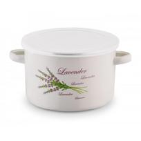 Emaliuotas puodas LEVANDA 14 cm 1.2 l su plastikiniu dangteliu