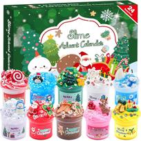 Slime Advent Calendar 2025 , Countdown Calendars 24 Days of Surprises with Slime Kit Funny Gifts for Kid,3.4.5.6... žalia