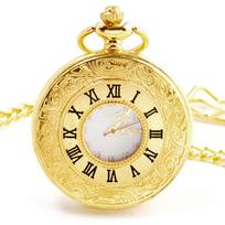 Steampunk Vintage Style Quartz Pocket Watches with Necklace Chain for Women Men beige