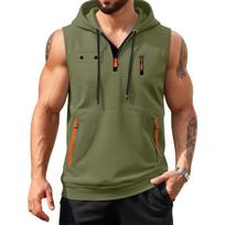 Men's Pullover Hooded Pocket Vest XXXL šafranas