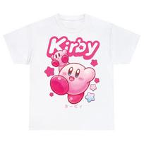 Kirby Laimingas Kirby Marškinėliai Vintažiniai Juokingi Harajuku Hip Hop Laisvi Medvilniniai Gatvės drabužiai Vyrams Moterims Laisvalaikio Universalūs Linksmi Unisex Marškinėliai S pink