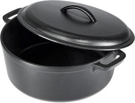 Pre-Seasoned Cast Iron Dutch Oven Pot with Lid and Dual Handles, Oven Safe, Heavy-Duty, 7-Quart, Round, Black United States black
