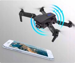 Dronas E99 PRO WiFi pilkas su 2 kameromis, 3 baterijomis ir lagaminu, 2 vnt.