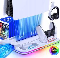 Įkrovimo stovas su RGB apšvietimu PS5 Slim/PS5 konsolei