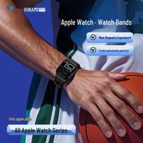 VOKAMO Magnetic Silicone Sport Band for Apple Watch 44/45/46/49mm šalta juoda spalva