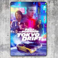 The Fast and Furious Tokyo Drift Movie Metal Poster Tin Sign 20x30cm 20X30CM blue