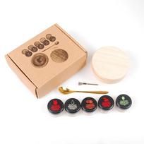 Premium Cocktail Smoker Kit Natural Wooden Base 5 Flavor Wood  Complete Tools for Bar Home Drink Infusion A beige
