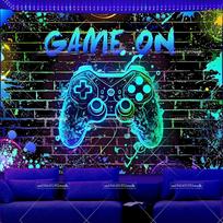 Juodos šviesos gobelenas Žaidimų šviečiantis tamsoje UV reaktyvus Žaidėjo ant neoninio gobeleno Estetinis kambario menas Fluorescenciniai gobelenai 100X70CM blue