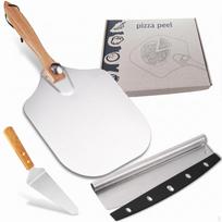 3 vnt. picos padavimo rinkinys Aliuminio mentelė Metalinė namų virėjams 3 vnt. 3-pc Pizza Peel a white