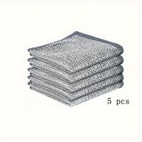 5/10 Metalinis vielos audinys, Kasdienio valymo šluostė, Tinklelio audinys, Nelipnus riebams atsparus audinys, Indų šluostė, Puodų valymo šluostė 5pcs gray
