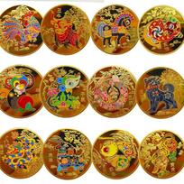 12 zodiako ženklų atminimo medalių, spalvotos auksinės monetos, zodiako mažos monetos, smulkios dovanėlės ir kasdienės dovanos 12 pcs beige