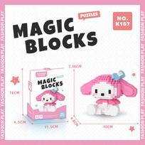 Sanrio Hello Kitty Mikro statybiniai blokeliai Pochacco Cinnamoroll Kuromi Surinktas 3D modelis My Melody Mini plytelės Figūrėlės Žaislai With Box black