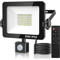 50W 5000 liumenų LED prožektorius su PIR jutikliu IP66 atsparus vandeniui Lauko sieninis šviestuvas Nuotolinio valdymo pultas