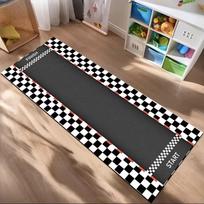 Race Track Pattern Long Runner Rug Non Slip Hallway Entryway Carpet Soft Wear Resistant Kids Playroom Decor Mat 40X120CM white