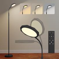 LED grindų lempa su nuotolinio valdymo pultu, besisukanti galva, ryškumo ir temperatūros reguliavimas, juoda 22 x 22 x 166 cm