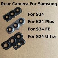 For Samsung Galaxy S24 S24+ Plus FE Ultra Rear Back Camera Glass Lens With Frame Bezel Replacement S24 Ultra Black
