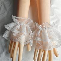 Japoniški Lolitos rankų riešo rankogaliai su kaspinėliu, nėrinių apdaila, Cosplay tarnaitės aksesuarai moterims, mergaitėms, vakarėliui, rankų papuošalas, rankų mova white gray