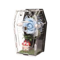 Magnetic Terrarium with Mushroom House and Feeding Hole Acrylic Reptiles Cage Jumping Spiders Enclosure 1 gray