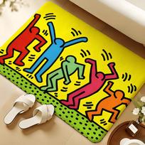 K-keith Art H-Haring Grindų kilimėlis Minkštas flanelinis kilimas Neslystantis sugeriantis kilimėlis Vonios kambariui, miegamajam, namų dekoravimui 40x60cm red