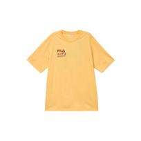 FILA Logo Dopamine Embroidery Comfortable Simple Round Neck Short-Sleeved T-Shirt With Dropped Shoulders Unisex Tops Wheat-Yellow F11U429102F-YE XL white
