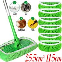 Ultra-absorbent Microfiber Cleaning Cloths for Sweeper, Green, Reusable and Replacement Mop Pads for All Floors and Furniture 6pcs green