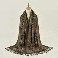 Naujas riešutų gėlėmis siuvinėtas etninio stiliaus poliesterio ilgas šalis klasikinis universalus žakardinis kutais moteriškas šalis 190*70cm black