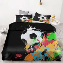 Futbolo patalynės užvalkalų komplektas Antklodės patalynė 3D Vaikų patalynės komplektas 3 dalys 1 užvalkalas antklodei Karališkas dydis 90X200CM black