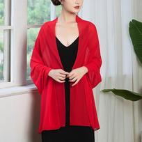 Korean Chiffon Beach Bikini Sunscreen Shawl Summer Thin Outerwear Sun Clothing Cardigan Women'S Long Sunshade Cloak Silk Scarf red