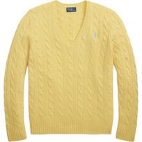 Polo Ralph Lauren V-Neck Pullover Cable Knit Sweater Women sweater 211971866-007 S beige