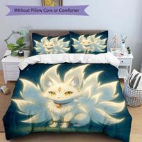 3pcs Enchanted Fox Spirit Printed Bedding Set, Soft and Comfortable Quilt Cover for Bedroom, Guest Room 135x200cm