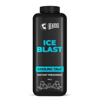 Beardo Ice Blast Talko milteliai vyrams Momentinis vėsinantis kūno pudra Kontroliuoja prakaito kvapą Ilgalaikis gaivumas 250 g pakuotė black