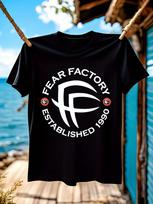 Fear Factory Official  30th Anniversary Band Merch T-shirt - Heavy Metal Graphic Tee with Established 1995 L white