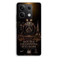 Case For Xiaomi Redmi Note 13 5G PSG champions league 2 stars black and gold Maniacase juoda