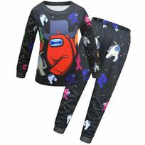 Kids Boys 2pcs Girls Among Us Long Sleeve Tshirt Pyjamas Pjs Nightwear Sets BlackRed,130CM/6-7 Years black
