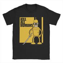 Benders Kill All Humans T Shirt Hip Hop T Shirt Couple Pure Cotton Women's Vintage 2026 T Sh M yellow