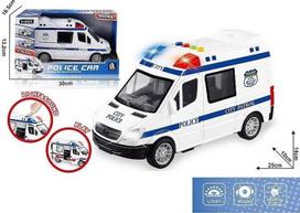 Policijos automobilis su šviesomis, garsu ir atidaromomis durelėmis