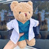 Cartoon Nurse Uniform Graduation Bear Plush Toy Doctor Doll Baby Birthday Gift Cute Doll 30*20*10CM gray